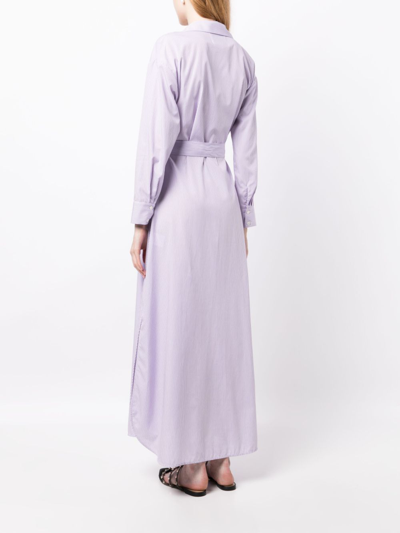 Shop Evi Grintela Stripe-print Cotton Midi Dress In Purple