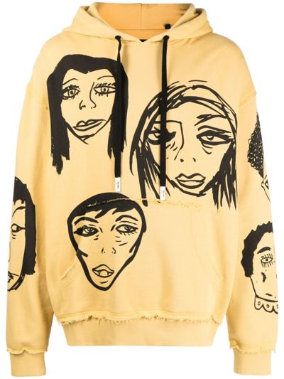 Shop Haculla They're Watching Cotton Hoodie In Yellow