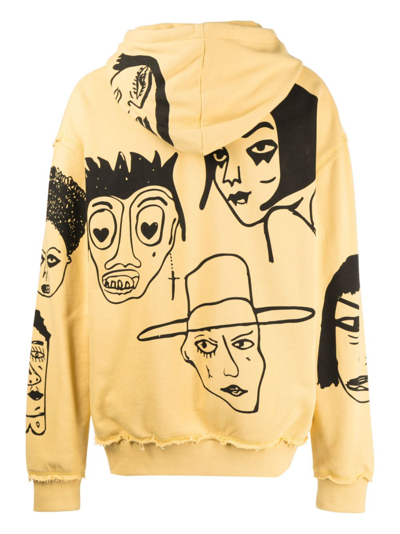 Shop Haculla They're Watching Cotton Hoodie In Yellow