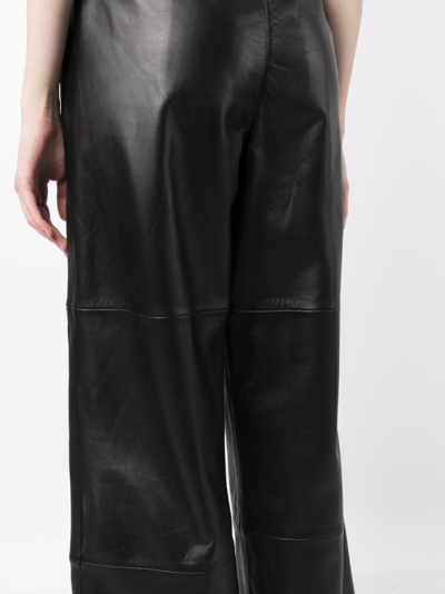 Shop Paige Jia Leather Trousers In Black