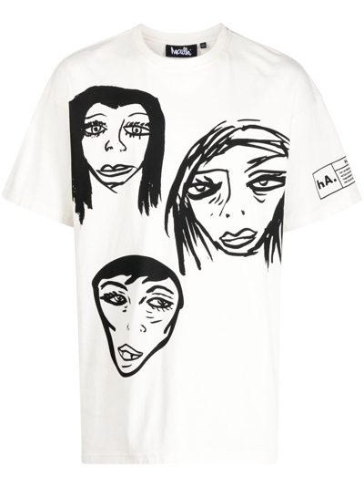 Shop Haculla They're Watching Cotton T-shirt In White