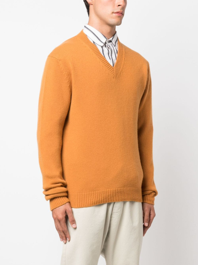 Shop Barena Venezia Long-sleeved V-neck Jumper In Orange