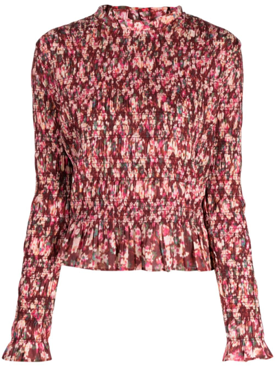 Shop Merlette Floral-print Cotton Top In Red