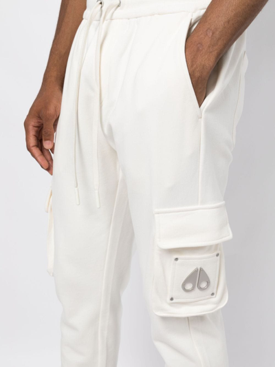 Shop Moose Knuckles Cargo-pockets Cotton Track Pants In White