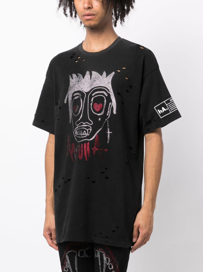 Haculla Heart Eyes For You Studded T-shirt In Black