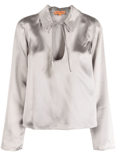 Shop Stine Goya Klive Satin-finish Shirt In Grey