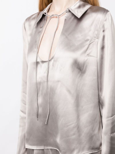 Shop Stine Goya Klive Satin-finish Shirt In Grey
