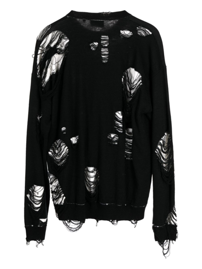 Haculla Distressed-effect Logo-print Wool Jumper In Black