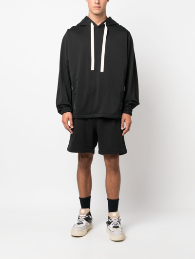A Paper Kid Logo-patch Cotton Track Shorts In Black