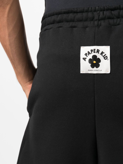 A Paper Kid Logo-patch Cotton Track Shorts In Black