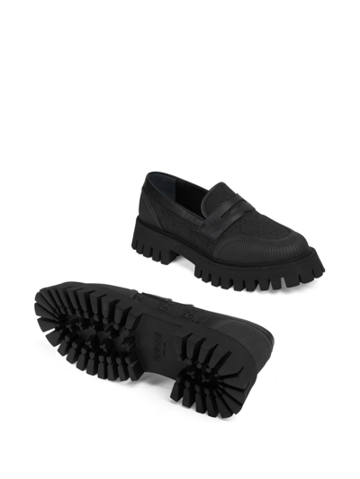 Shop Gucci Gg Supreme Canvas Loafers In Black