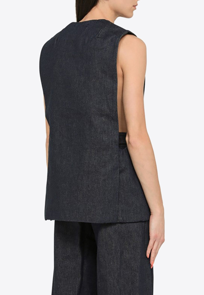 Amiri V-collar Sleeveless Vest In Denim