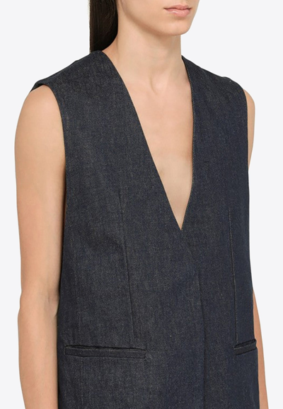 Amiri V-collar Sleeveless Vest In Denim