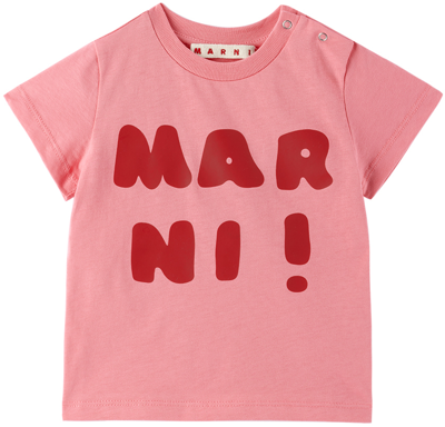 Shop Marni Baby Pink Printed T-shirt In 0m338