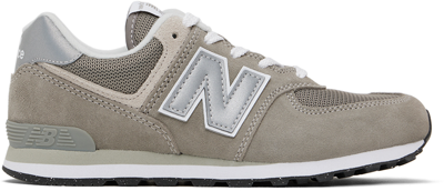 Shop New Balance Kids Taupe 574 Core Big Kids Sneakers In Rain Cloud/silver