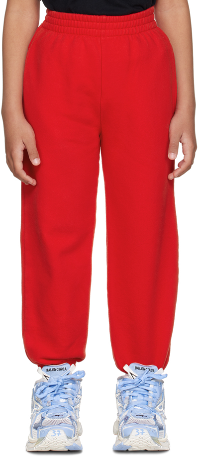 Shop Balenciaga Kids Red Embroidered Sweatpants In 3168 Red