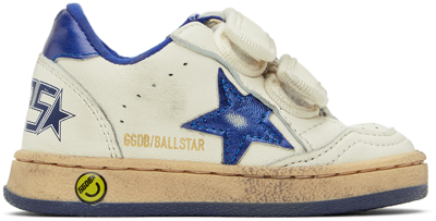 Shop Golden Goose Baby White & Blue Ball Star Sneakers In White/blue 10793