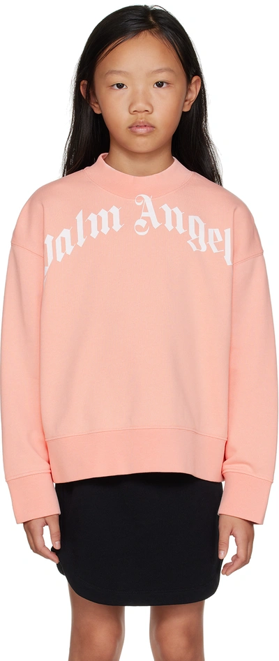 Shop Palm Angels Kids Pink Printed Sweatshirt In Pink White