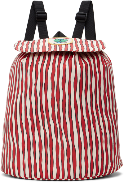 Shop Jellymallow Kids Red & Off-white Wave Backpack