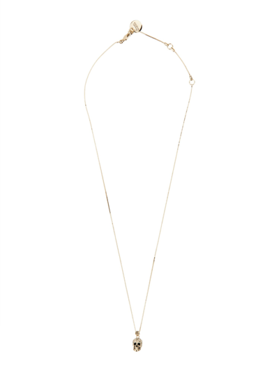 Shop Alexander Mcqueen Necklace With Pavé Skull In Gold