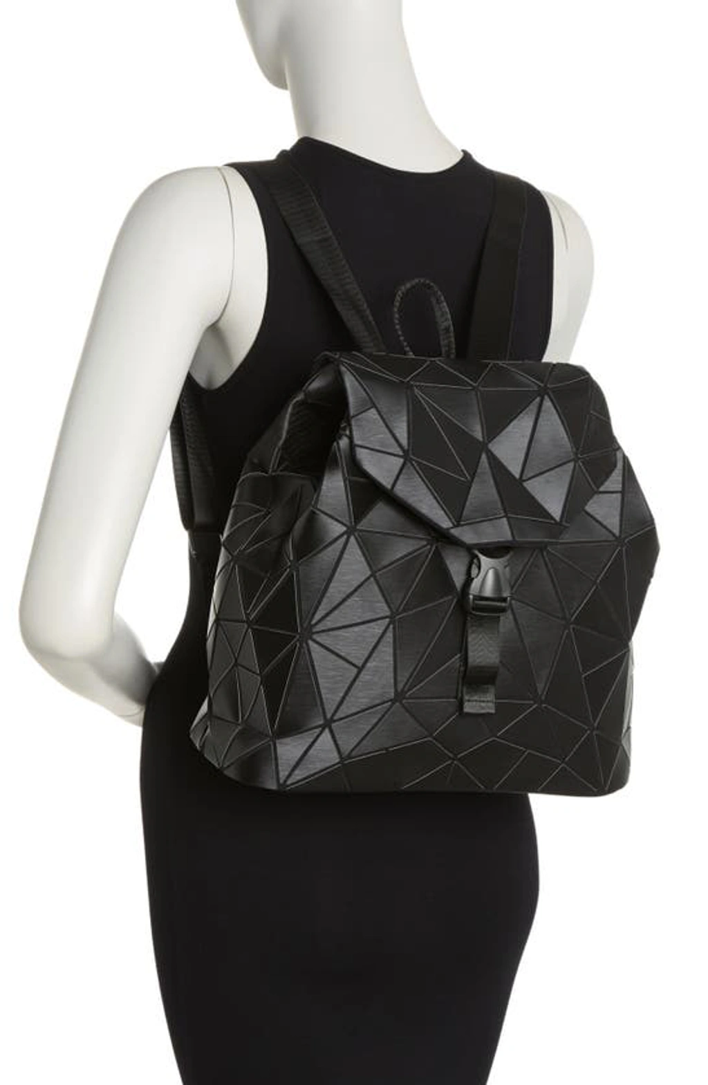 Patrizia Luca Slanted Triangle Backpack In Matte Black  display picture 3