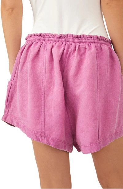 Shop Free People Mirella Linen & Cotton Drawstring Shorts In Pink Plum