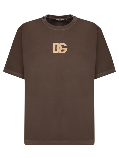 Shop Dolce & Gabbana Logo Print T-shirt Brown