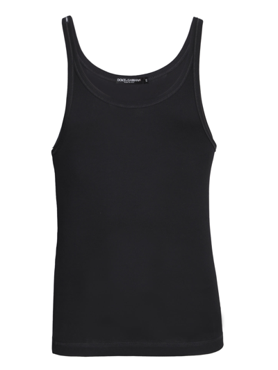 Shop Dolce & Gabbana Cotton Tank Top In Black