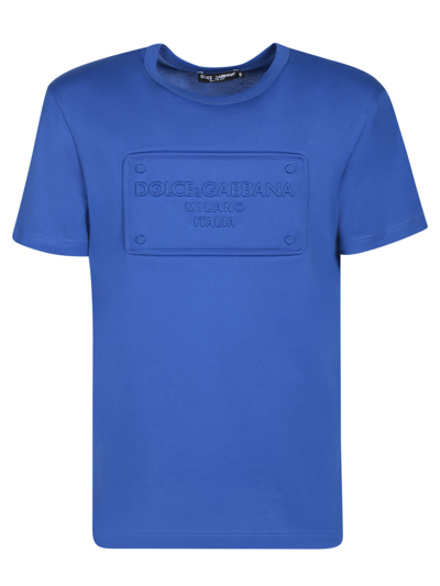 Shop Dolce & Gabbana Embossed-logo T-shirt In Blue