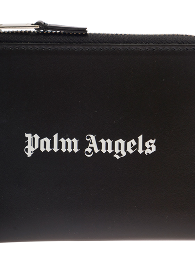 Shop Palm Angels Zip Portacarte Logo In Black