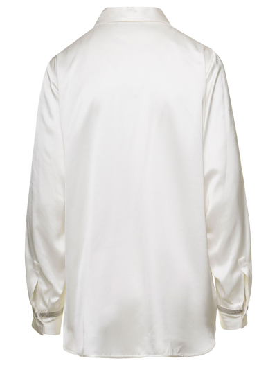 Shop Fabiana Filippi Satin Shirt In White