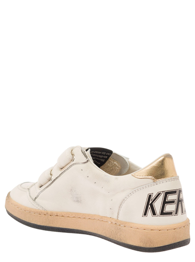 Shop Golden Goose White Low Top Sneakers With Star Patch And Embossed Logo In Leather Girl