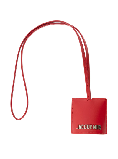 Shop Jacquemus Le Porte Cle Bagage Red Key-chain With Logo Lettering In Smooth Leather Man