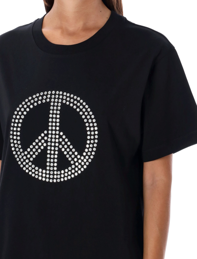 Shop M05ch1n0 Jeans Peace Symbol Jersey T-shirt In Black
