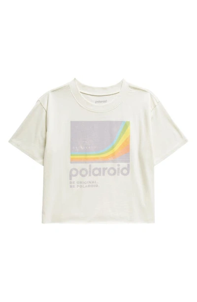 Shop Treasure & Bond Kids' Cotton Crop Graphic T-shirt In Ivory Cloud Polaroid