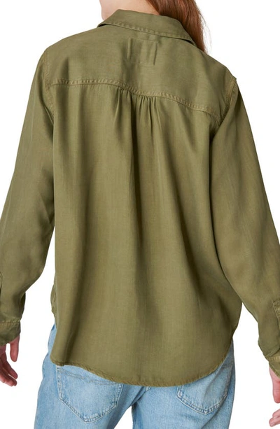 Shop Lucky Brand Solid Oversize Shirt In Olive