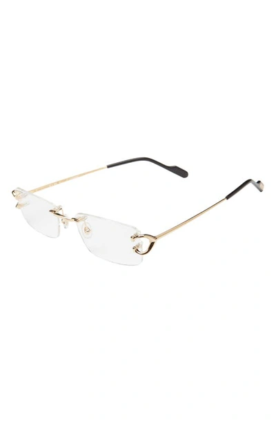 Cartier 56mm Rimless Rectangular Reading Glasses In Gold