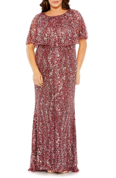 Shop Fabulouss By Mac Duggal Sequin Popover Column Gown In Mulberry