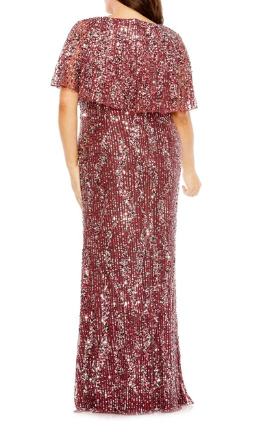 Shop Fabulouss By Mac Duggal Sequin Popover Column Gown In Mulberry