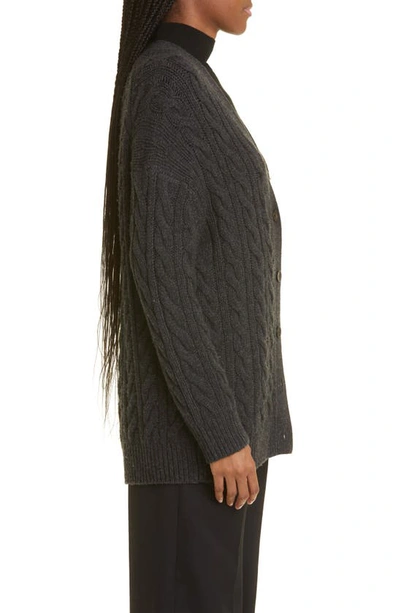 Shop Vince Oversize Wool & Cashmere Cable Cardigan In Heather Charcoal