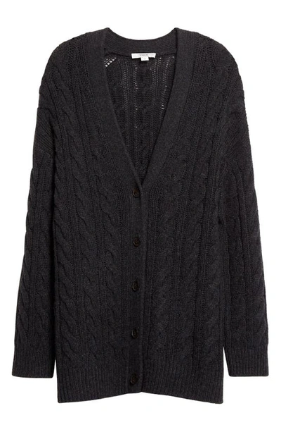 Shop Vince Oversize Wool & Cashmere Cable Cardigan In Heather Charcoal