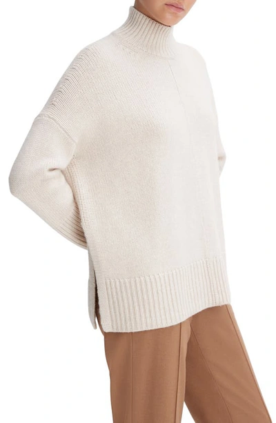 Shop Vince Oversize Wool & Cashmere Turtleneck Tunic Sweater In Heather Latte