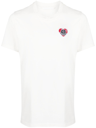 Shop Moncler White Logo-appliqué Cotton T-shirt