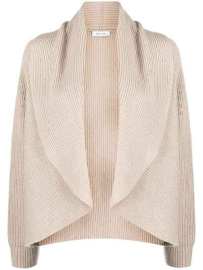 Shop Philo-sofie Ribbed-knit Open-front Cardigan In Neutrals