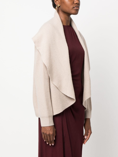 Shop Philo-sofie Ribbed-knit Open-front Cardigan In Neutrals