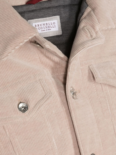 Shop Brunello Cucinelli Corduroy Cotton-blend Shirt Jacket In Brown