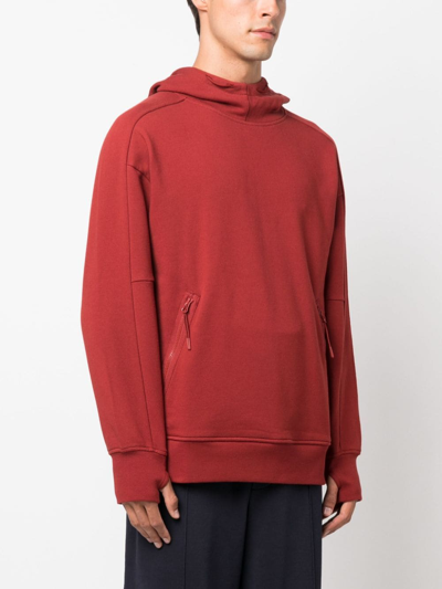 Shop C.p. Company Goggles-detail Cotton Hoodie In Red
