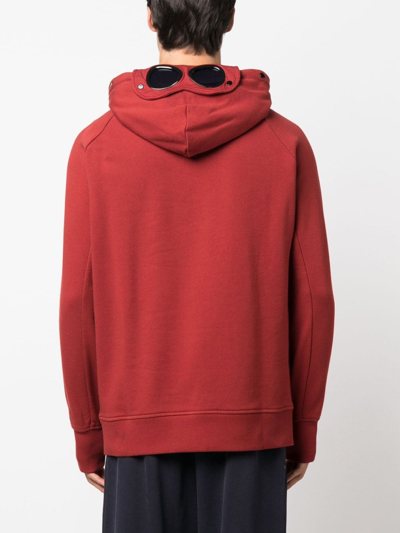 Shop C.p. Company Goggles-detail Cotton Hoodie In Red