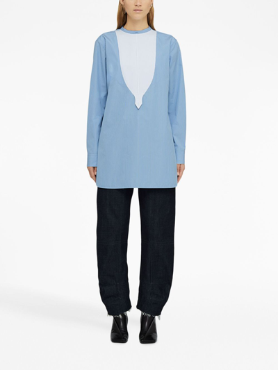 Jil Sander Cotton Poplin Blouse In Blue