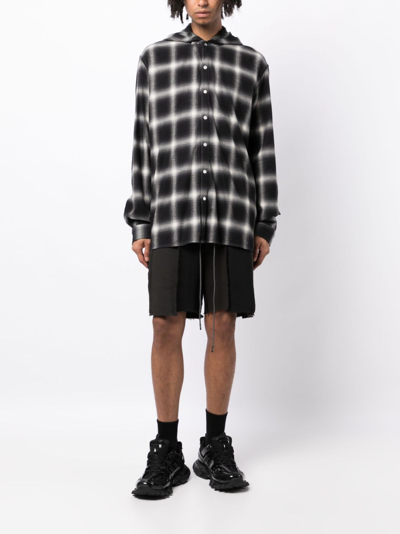 Mostly Heard Rarely Seen Gradient-effect Scarf-detail Shirt In Black